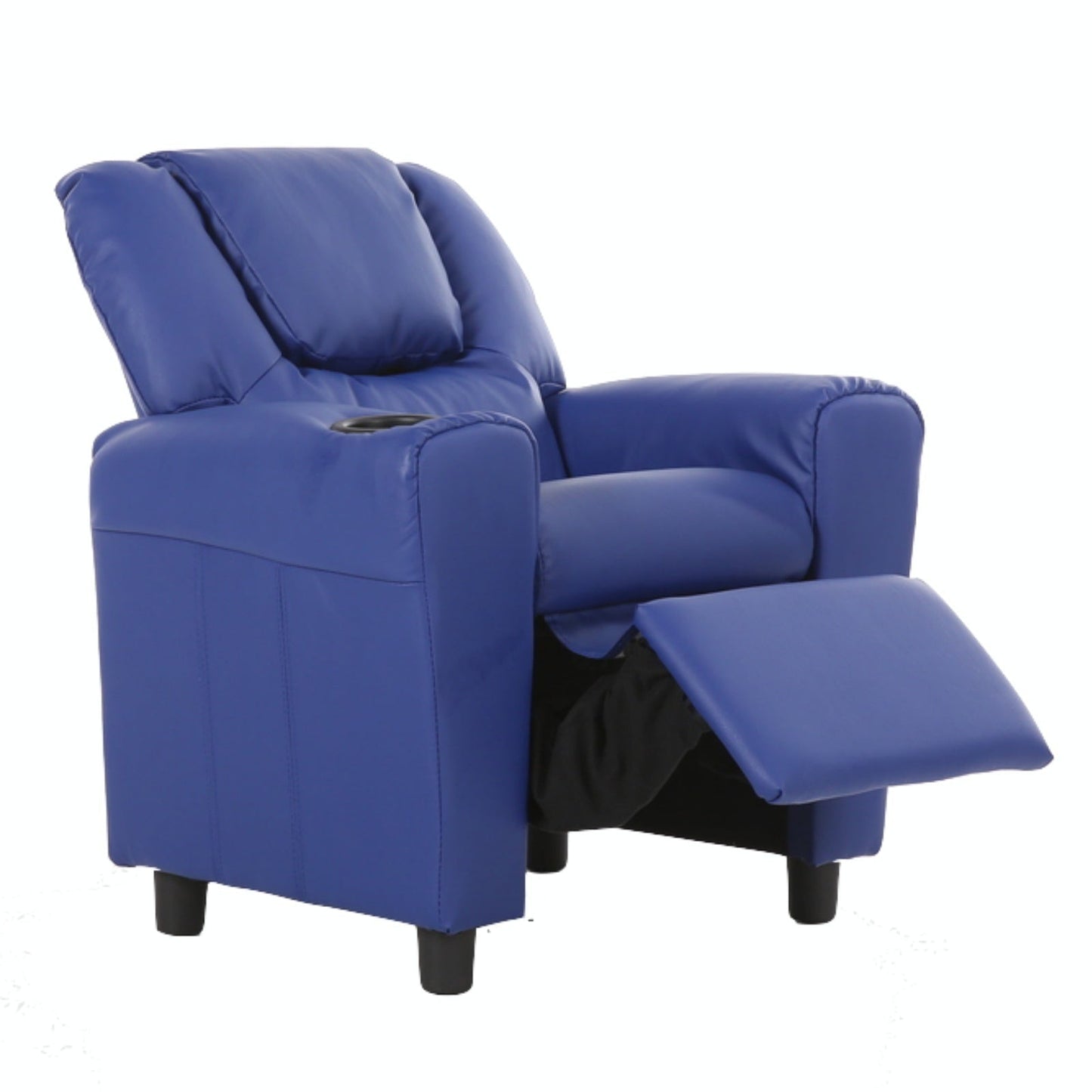 Set of 2 Oliver Kids Recliner Chair Sofa Children Lounge Couch PU Armchair Blue-3