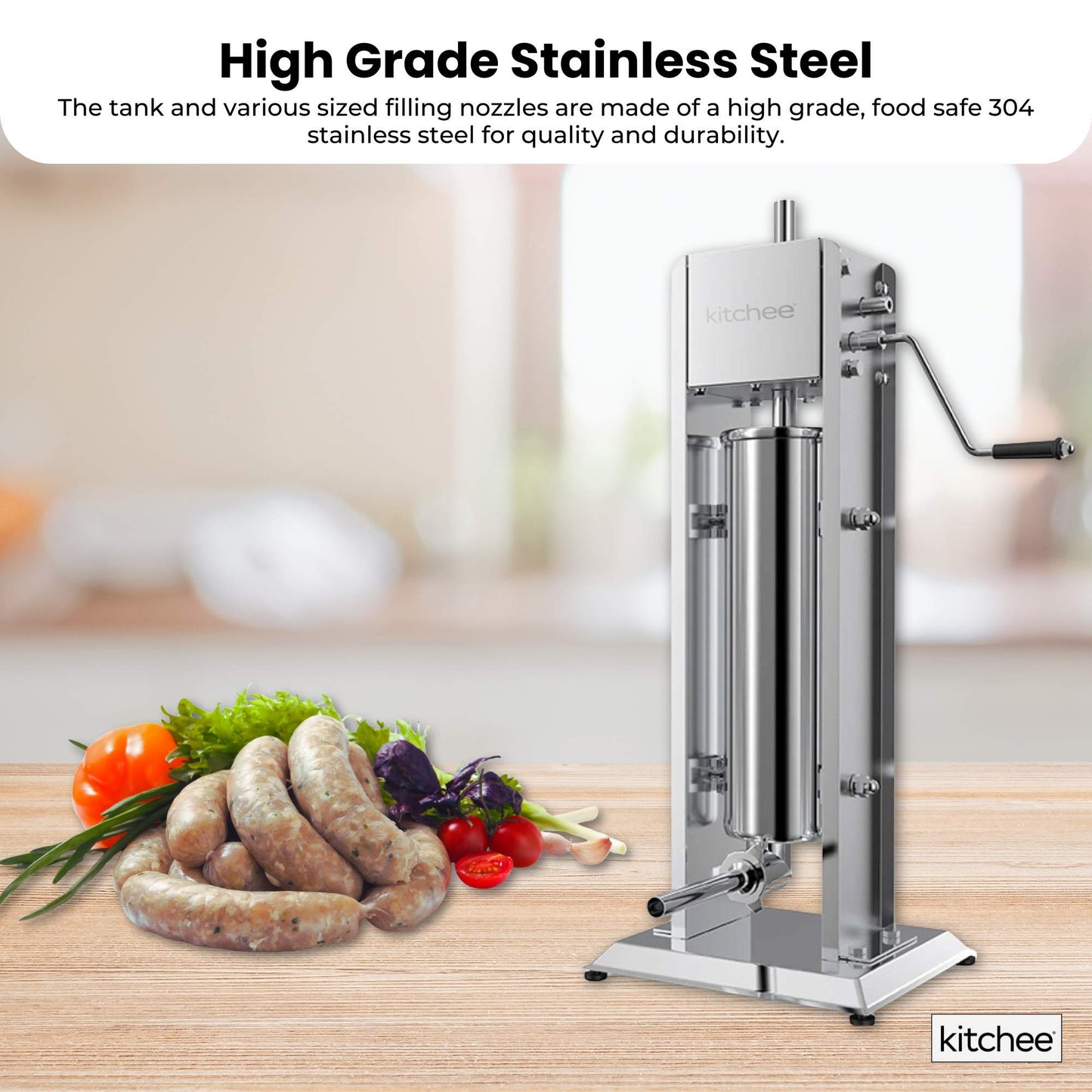 7L Manual Vertical Sausage Filler - Stainless Stuffer Meat Press Machine-4