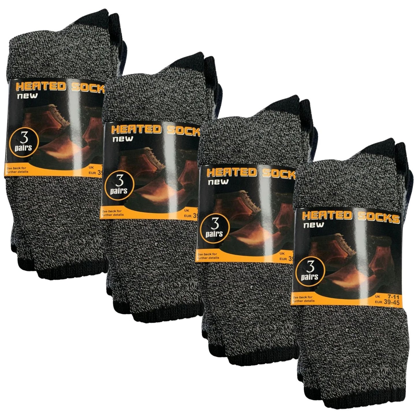 12 Pairs Mens THERMAL HEATED SOCKS Warm Winter Comfort Mens Work Size UK 7-11-1