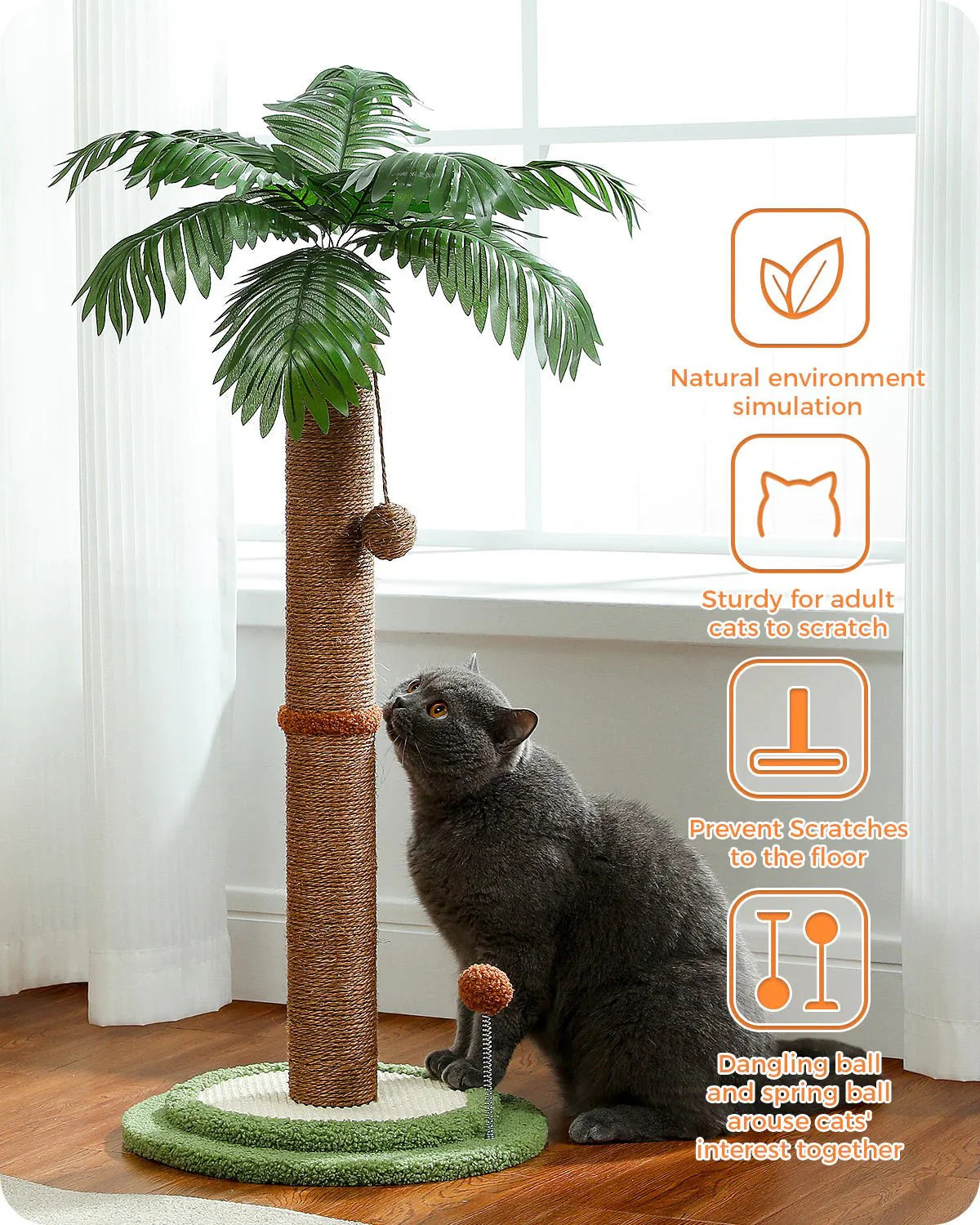 86cm Cat Tree Tower Scratching Post - Palm Tree-4