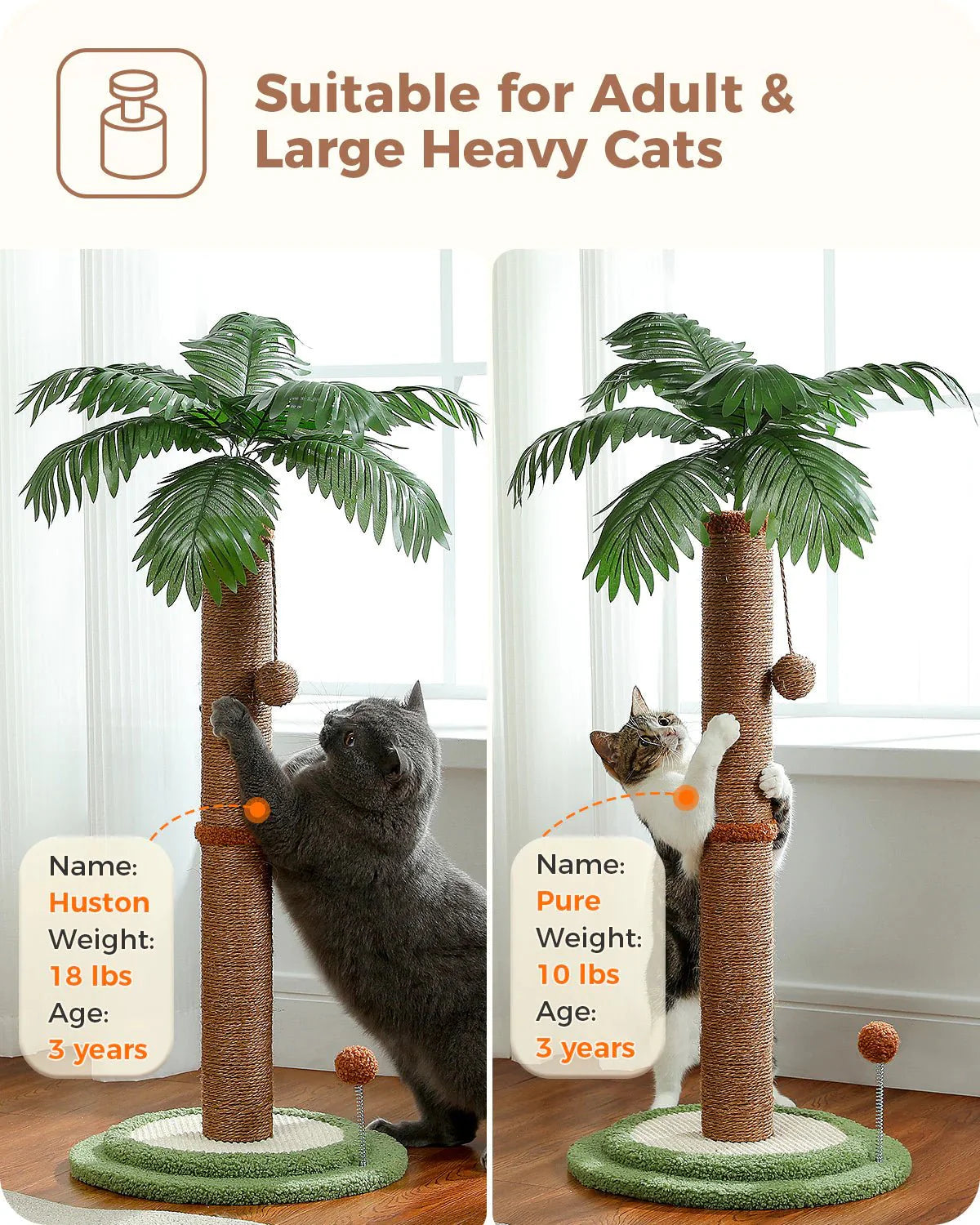86cm Cat Tree Tower Scratching Post - Palm Tree-3