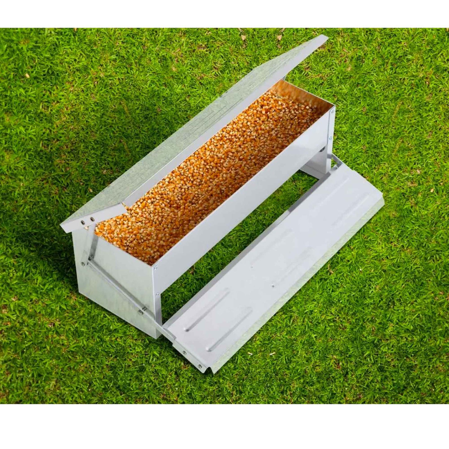 8L Automatic Chook Chicken Feeder Poultry Auto Treadle Aluminium Metal Coop-4