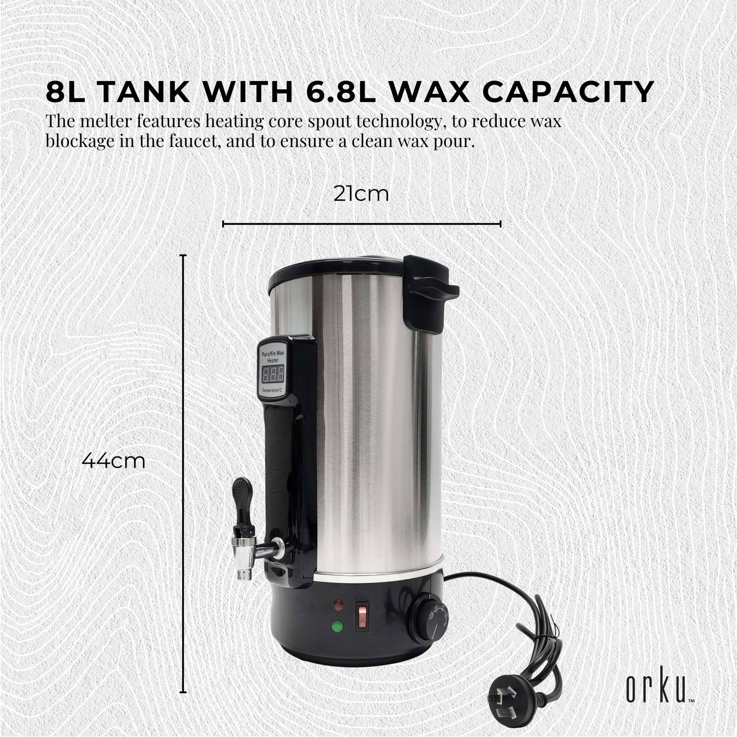 8L Orku Candle Wax Heater With Core Heating Tap - Electric Warmer Melter Pot-2