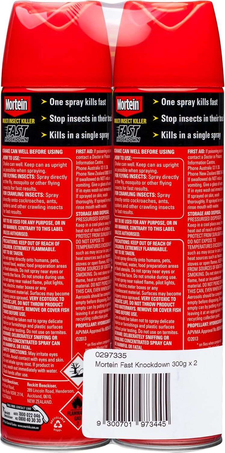1 Pack of 2 300g Mortein Fast Knockdown Multi Insect Killer Surface Spray