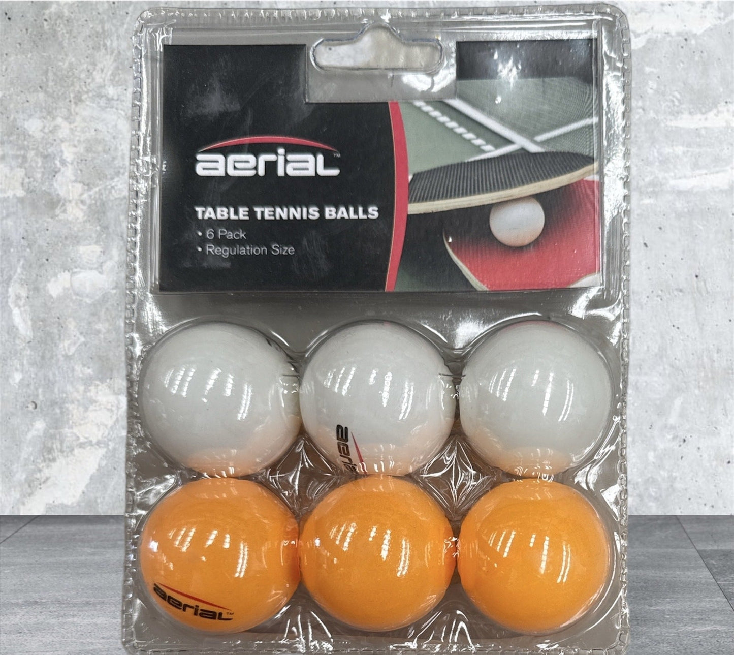 Aerial 1 Pack of 6 Table Tennis Balls - White & Orange-1