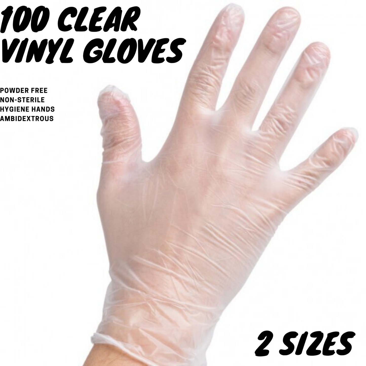 100pcs Clear Vinyl Disposable Examination Gloves Powder Free-1