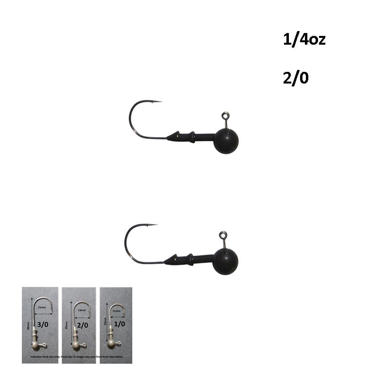 Vike 1/4 oz Round Jig Head with a Size 2/0 Hook Tungsten, 2 pack-1