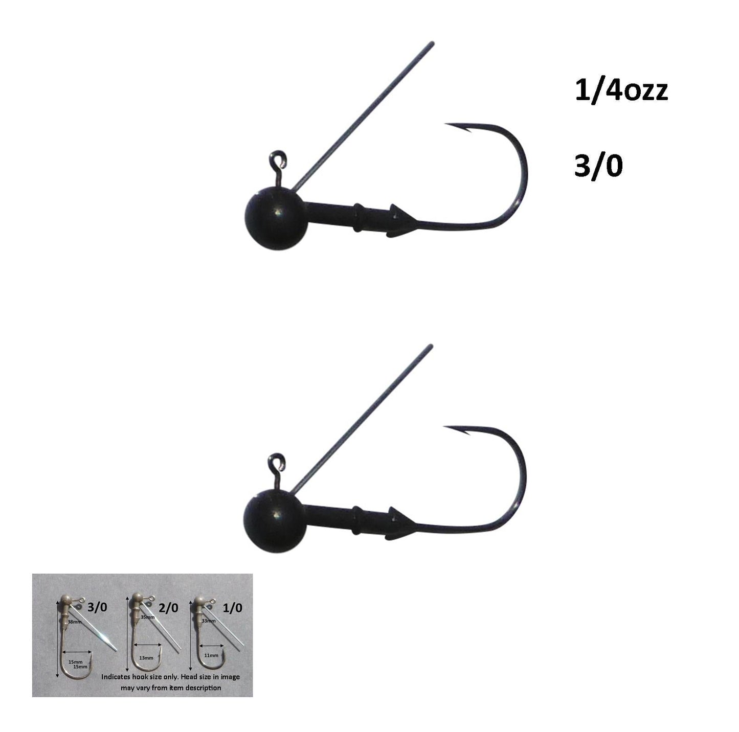 Vike 1/4 oz Weedless Round Jig Head with a Size 3/0 Hook Tungsten, 2 pack-1