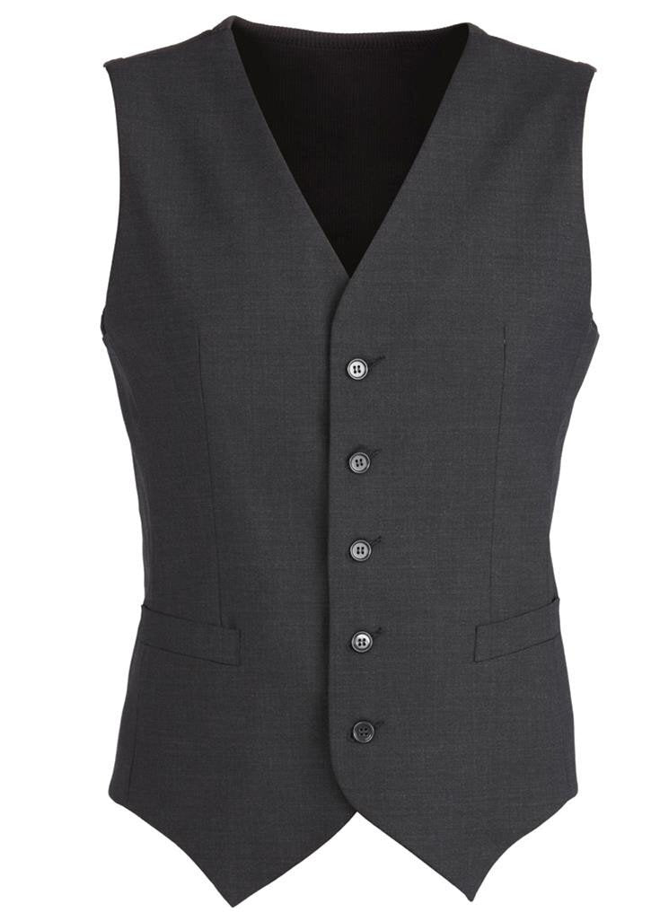 Mens Wool Blend Vest w/ Knitted Back Waistcoat Sleeveless Wool Blend - Charcoal-9