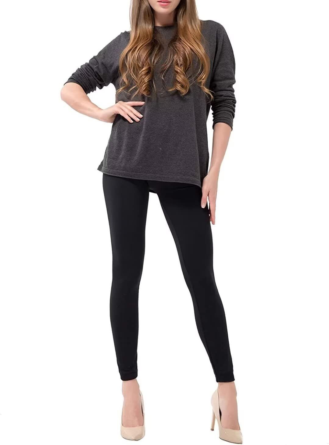 Womens Fuzzy Thermal Fur Lined High Waist Leggings Pants Thermals Warm 320g-4