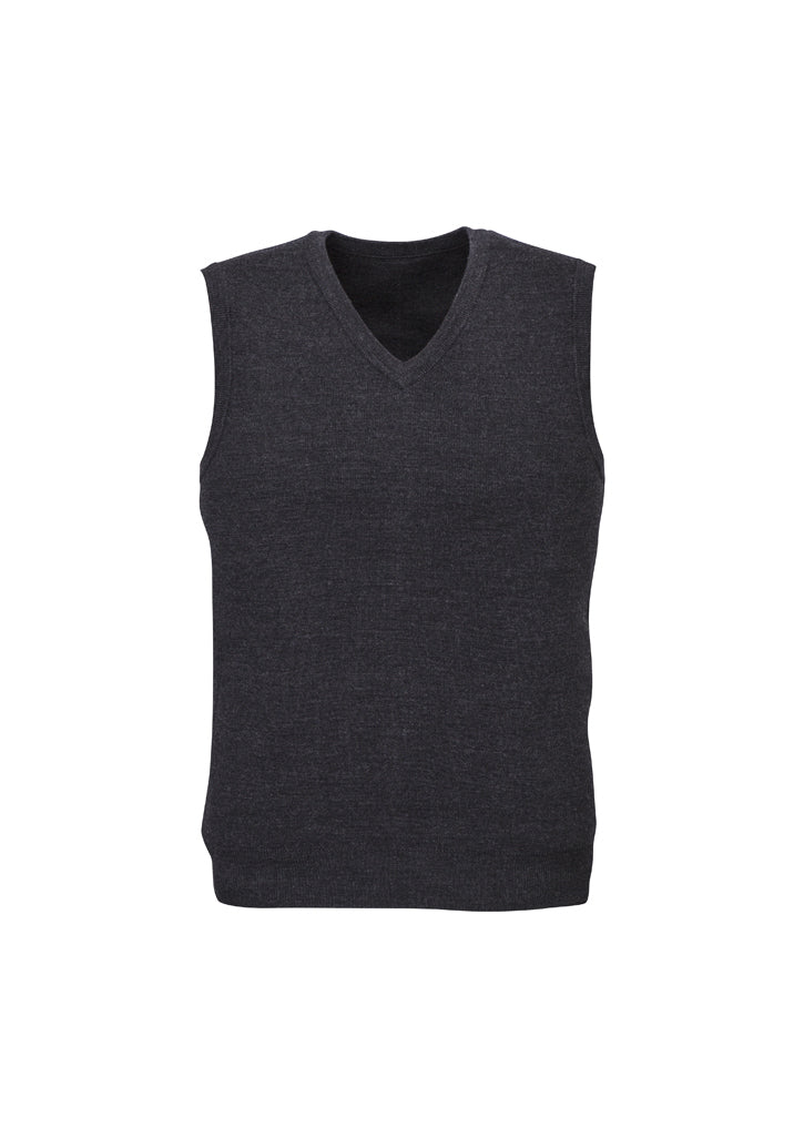 Mens Wool Blend V Neck Vest Sleeveless Double Knit-14