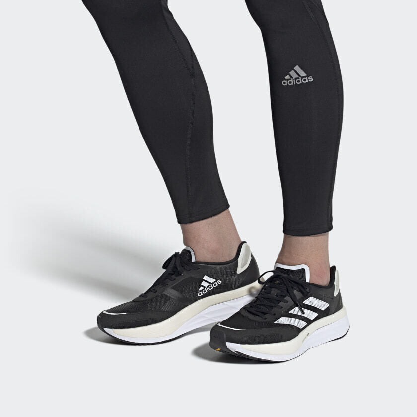 Adidas Womens Adizero Boston 10 Running Shoes - Black/White/Gold-4