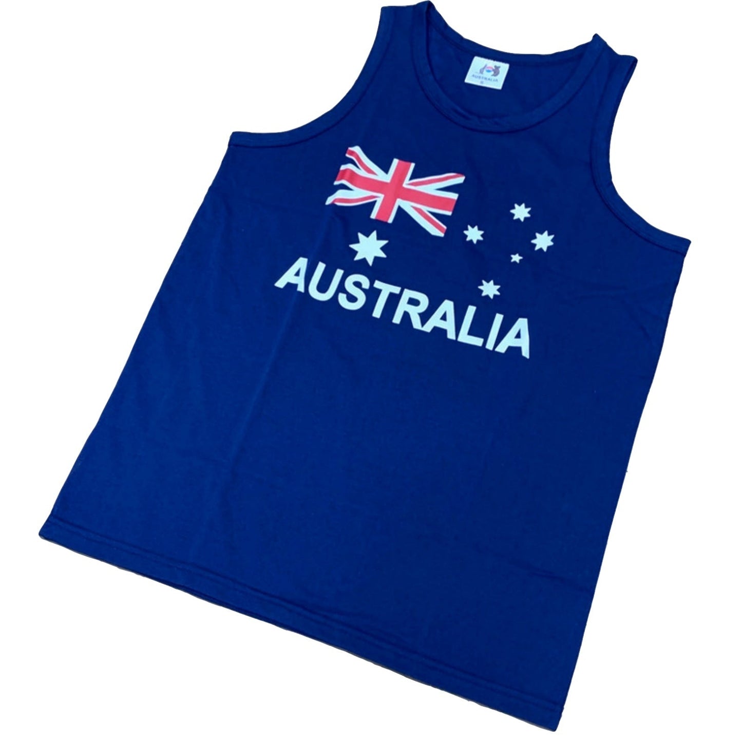 Adult AUSTRALIAN Singlet Australia Day 100% COTTON Souvenir Tank Top Flag - Blue-3