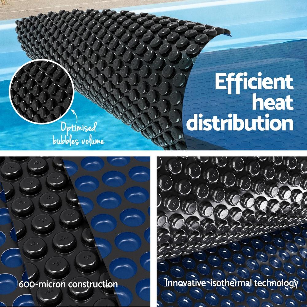 Aquabuddy Pool Cover 600 Micron 8.5x4.2m Swimming Pool Solar Blanket Blue Black-4
