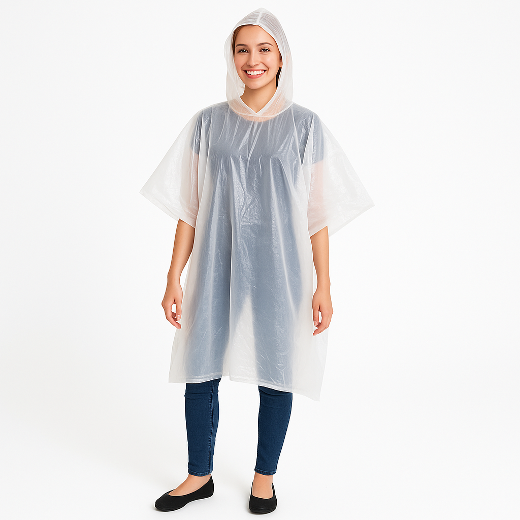 12x Brellerz Emergency Waterproof Rain Coat Poncho Transparent Lightweight Bulk w/ Hood