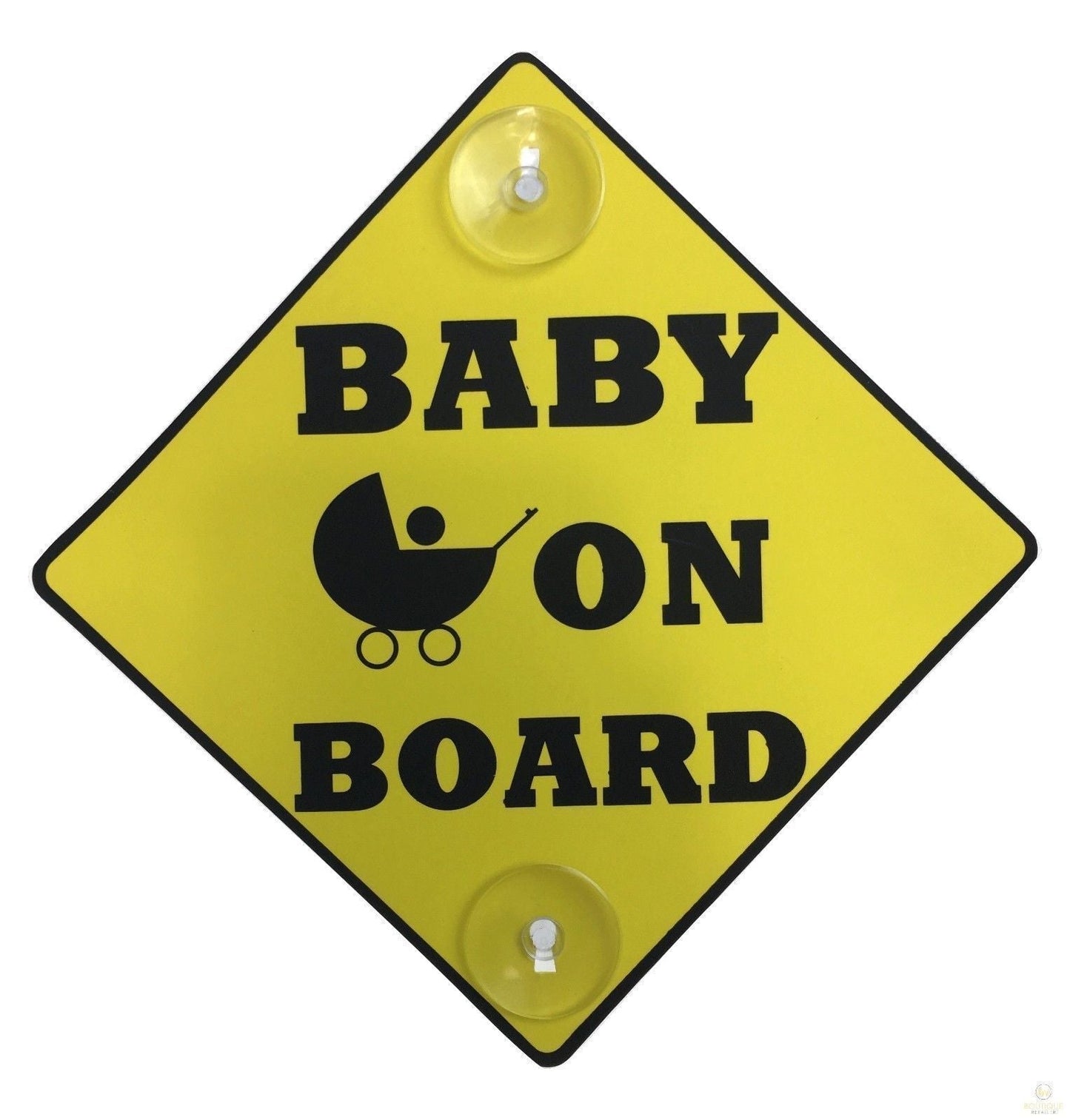 BABY ON BOARD PLATE Stay-Put Suction Disk Car Window Display Sign