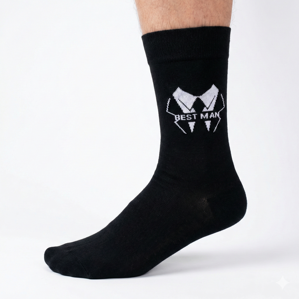 1x Mens Luxury Bamboo Socks for Weddings - Best Man in Black (One Size 7-11)