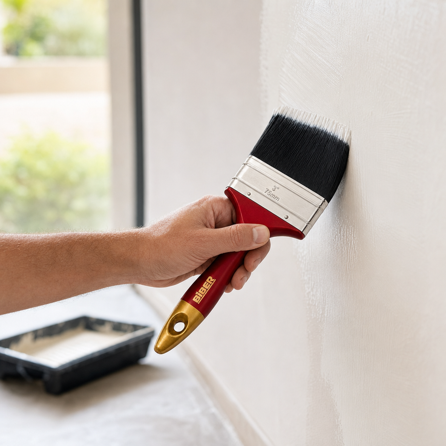 Biber Paint Brushes Straight Professional Painting House Flat Brush - 3"" (75mm)