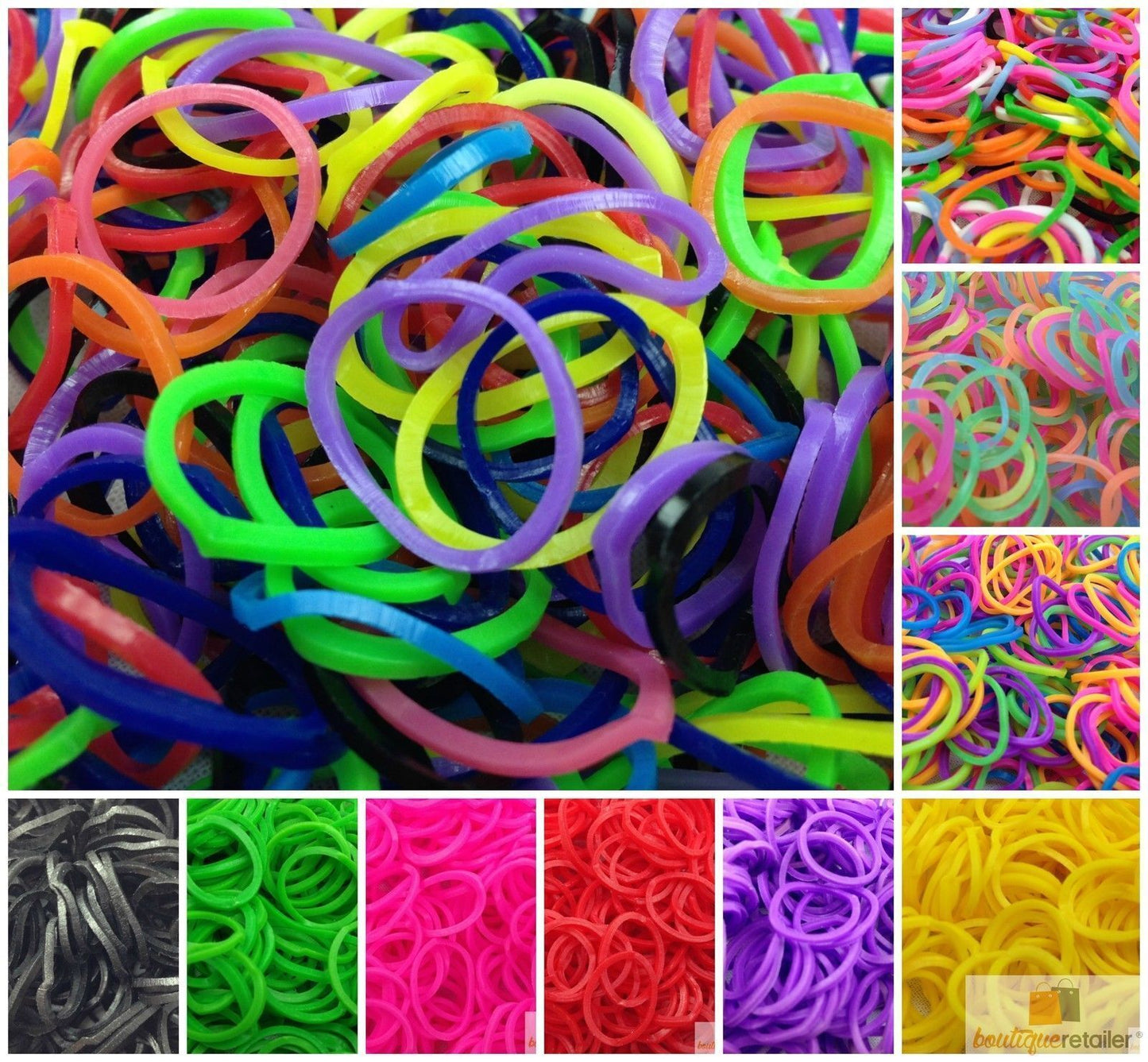 1200 pcs LOOM BANDS Rubber Refill Kit DIY Magical Bracelet 36S Clips,6 Hook-1