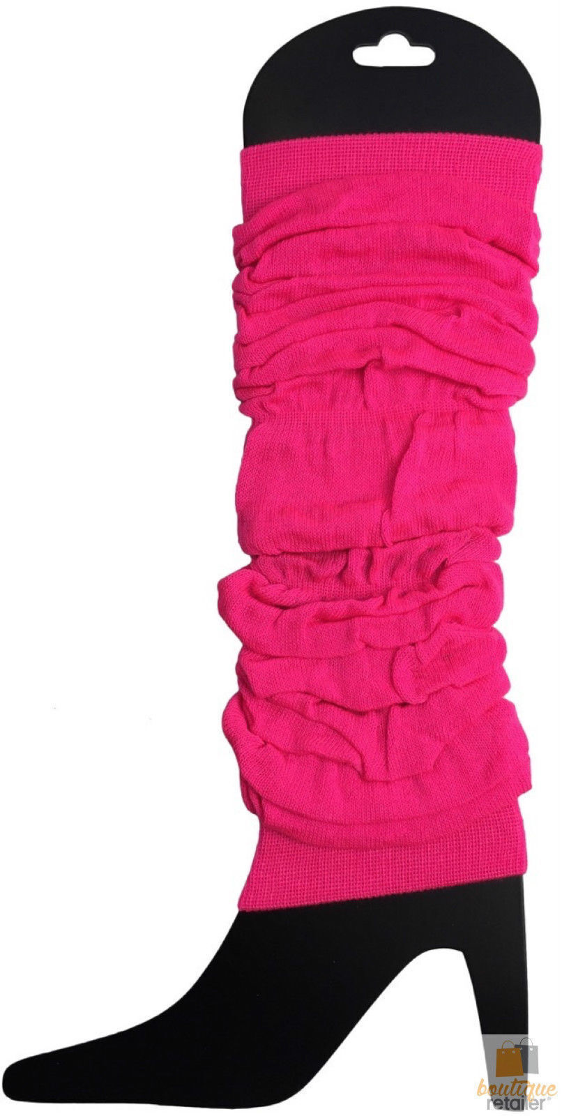 24 LEG WARMERS Knitted Womens Neon Party Knit Ankle Fluro Dance Costume 80s BULK - Fluro Hot Pink