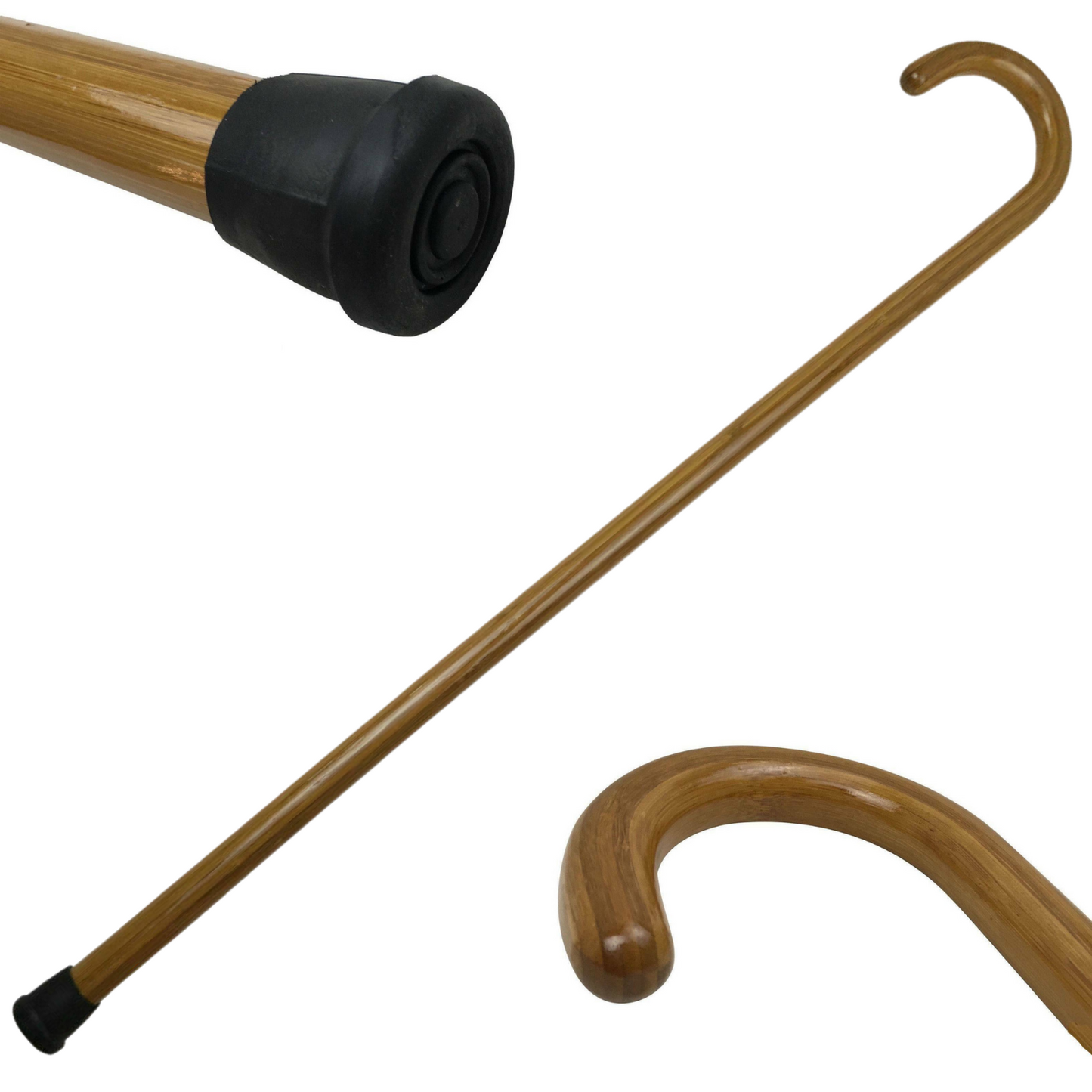 92cm WOODEN WALKING STICK Wood Cane Pole Carved Varnished Deluxe Quality Sturdy - Brown-0