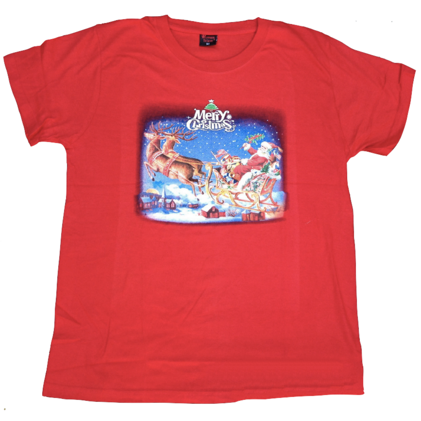 100% Cotton Adult Christmas T Shirt Xmas Top Santa Red White Party Costume-8