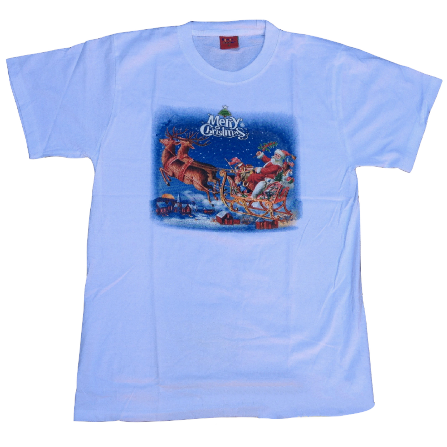 100% Cotton Adult Christmas T Shirt Xmas Top Santa Red White Party Costume-12