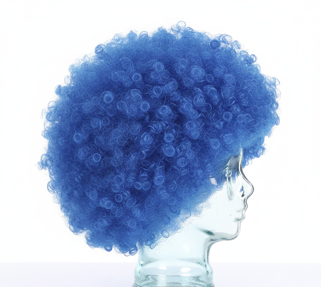 Mens DELUXE AFRO WIG Curly Hair Costume Party Fancy Disco 70s 80s Dress Up - Blue