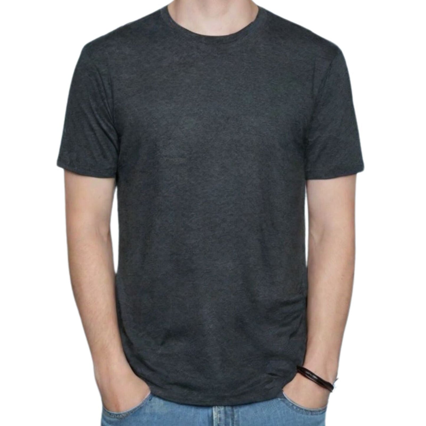 Mens COTTON STRETCH T-SHIRT Tee Top Plain Blank Adults Slim Skinny Fitted-9
