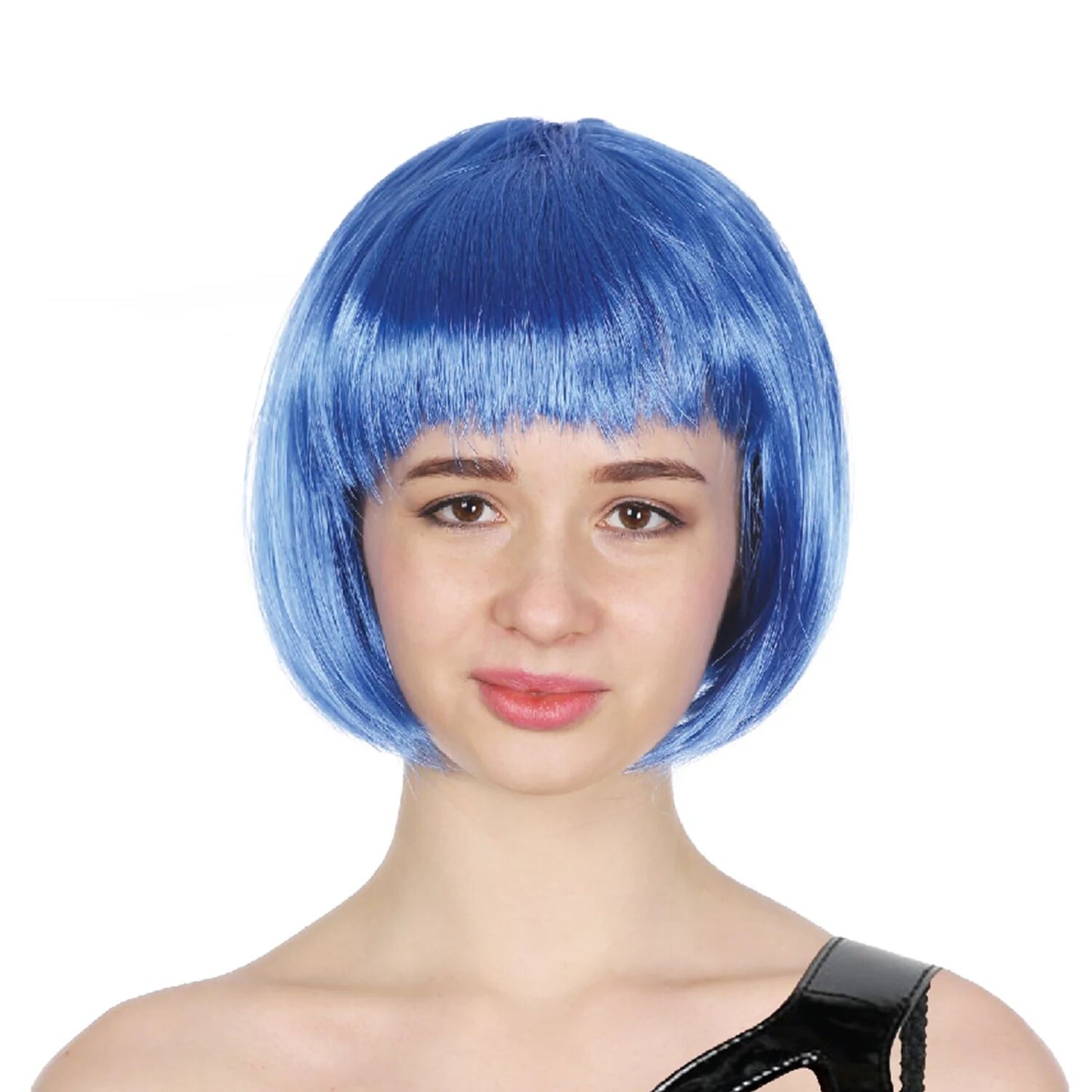 Bob Wig Costume Short Straight Fringe Cosplay Party Full Hair Womens Fancy Dress - Blue-1