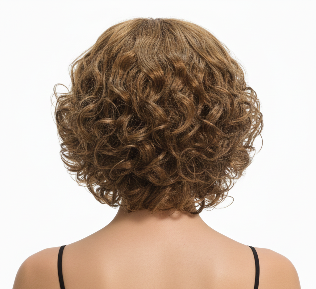 CURLY BOB WIG Hair Party Costume Halloween Fancy Dress 60s 70s - Brown
