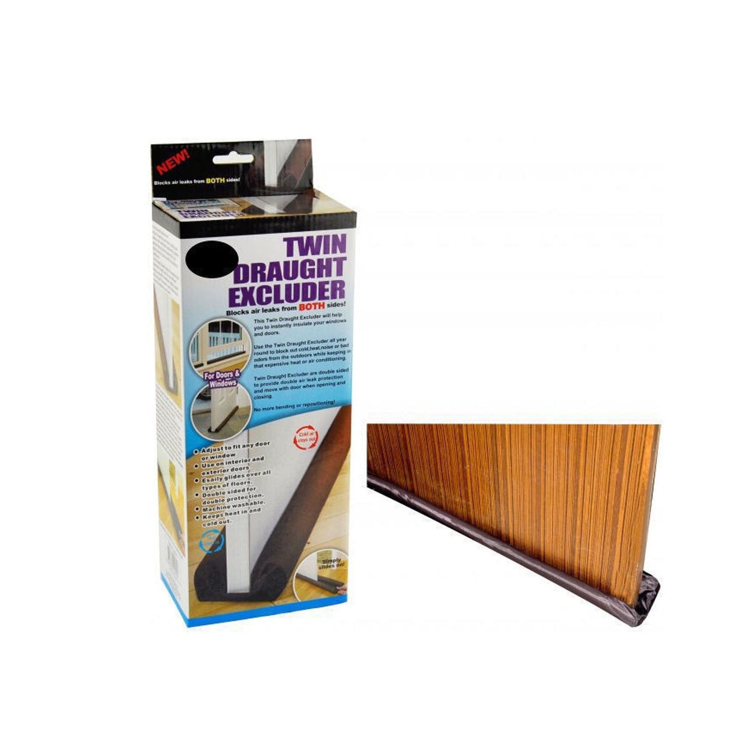 1x Twin DRAFT STOPPER Double Sided Snake Air Wind Door Guard Cover Weather Seal
