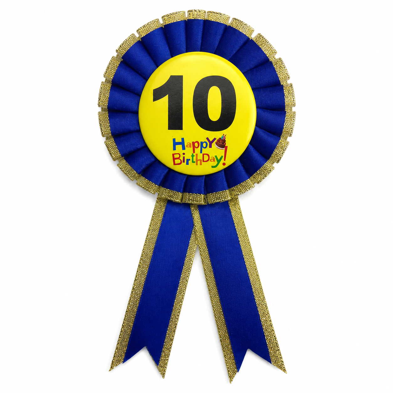Kids Birthday Badge Rosette with Ribbon Party Favour Fancy Dress - Age 10 Blue