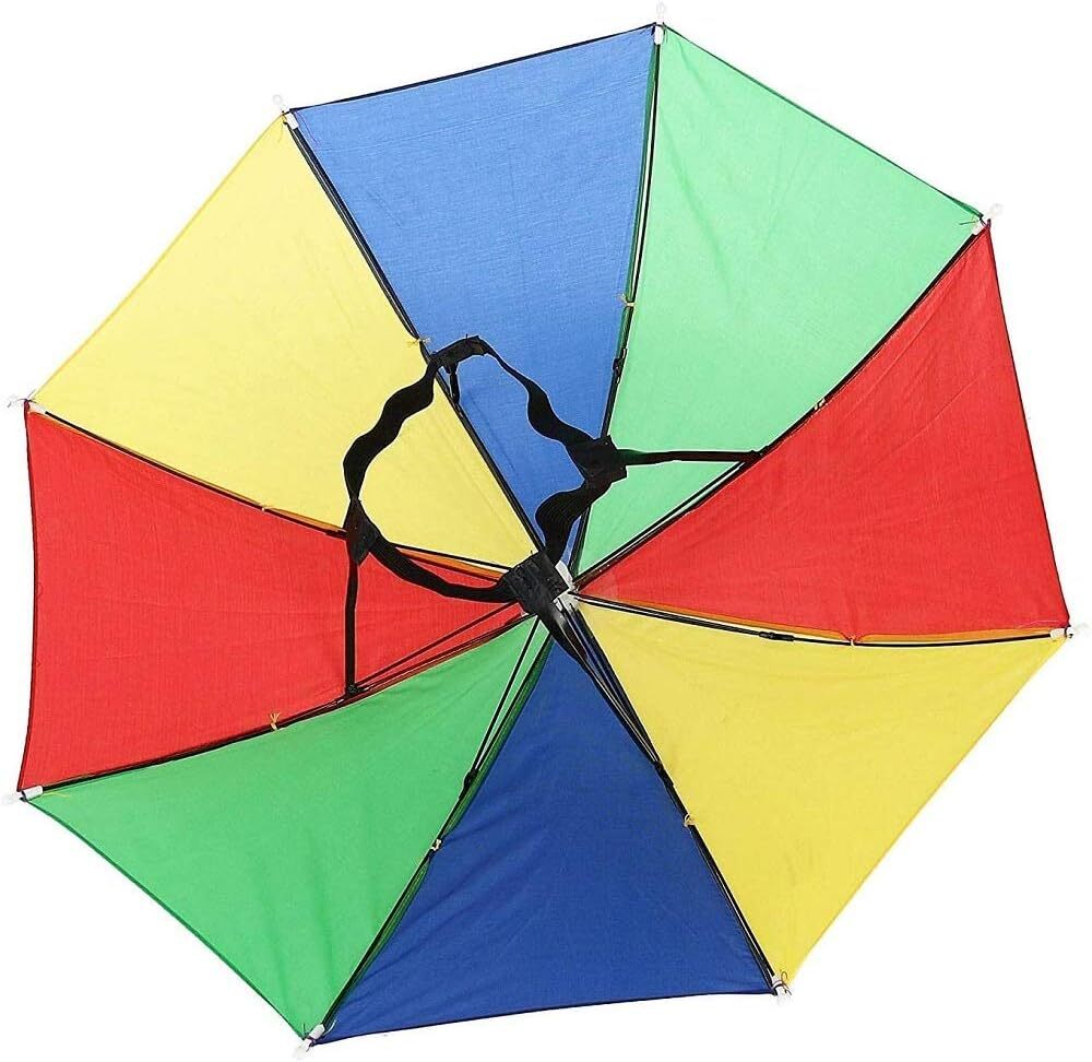 RAINBOW UMBRELLA HAT Rain Novelty Cap Costume Outdoor Camping Beach Fishing-4