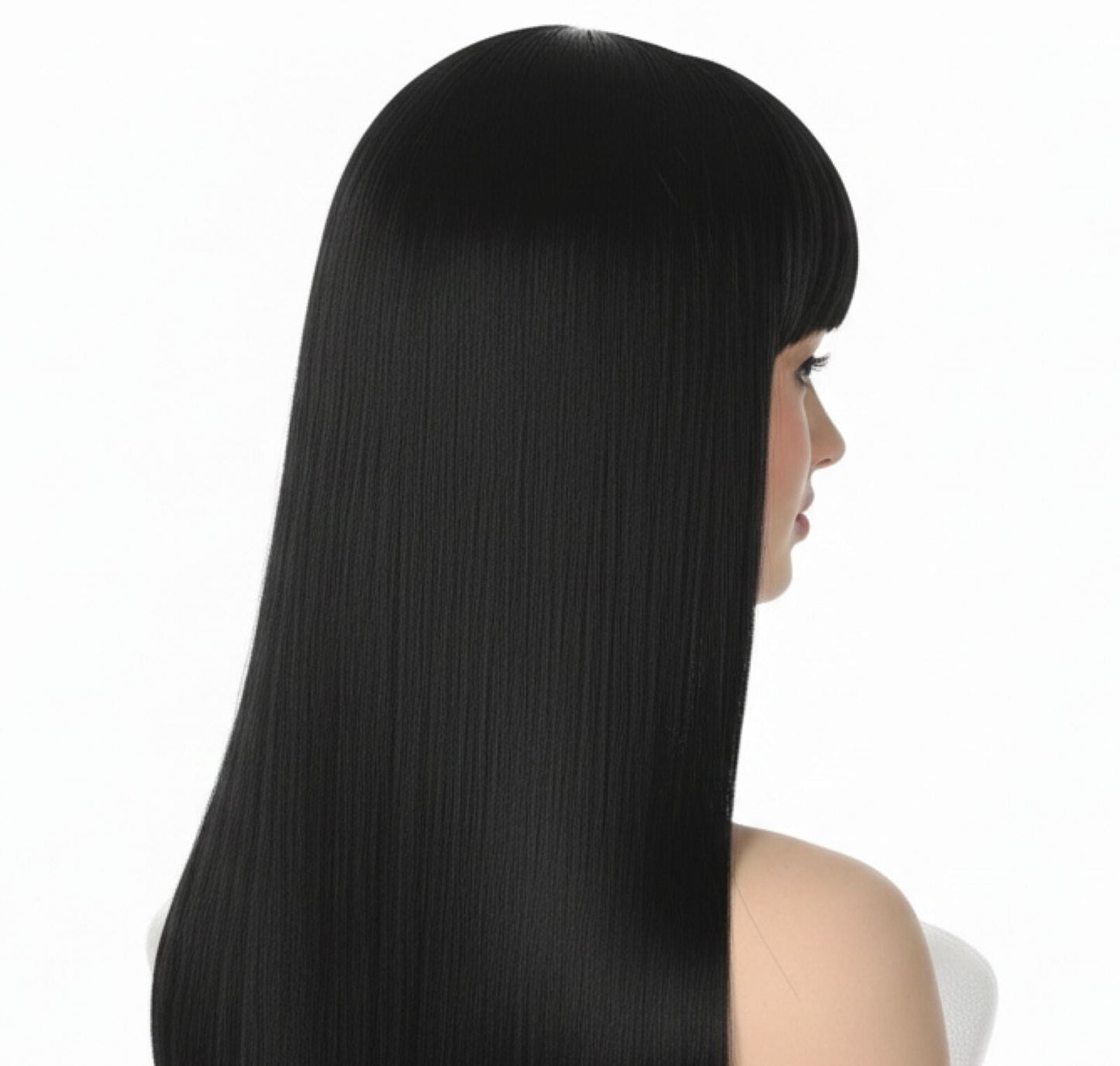 LONG WIG Straight Party Hair Costume Fringe Cosplay Fancy Dress 70cm Womens - Black (22450)