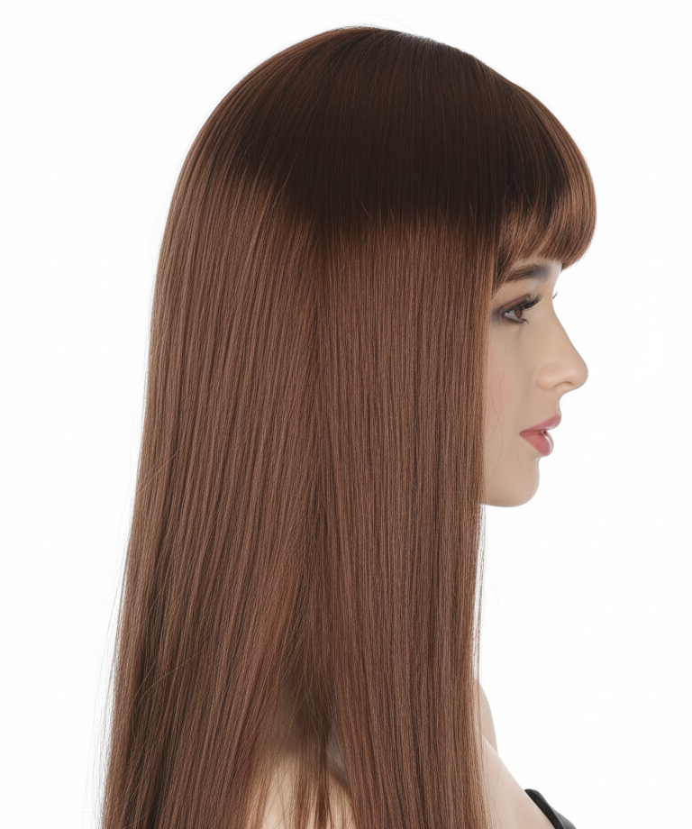 LONG WIG Straight Party Hair Costume Fringe Cosplay Fancy Dress 70cm Womens - Brown (22465)