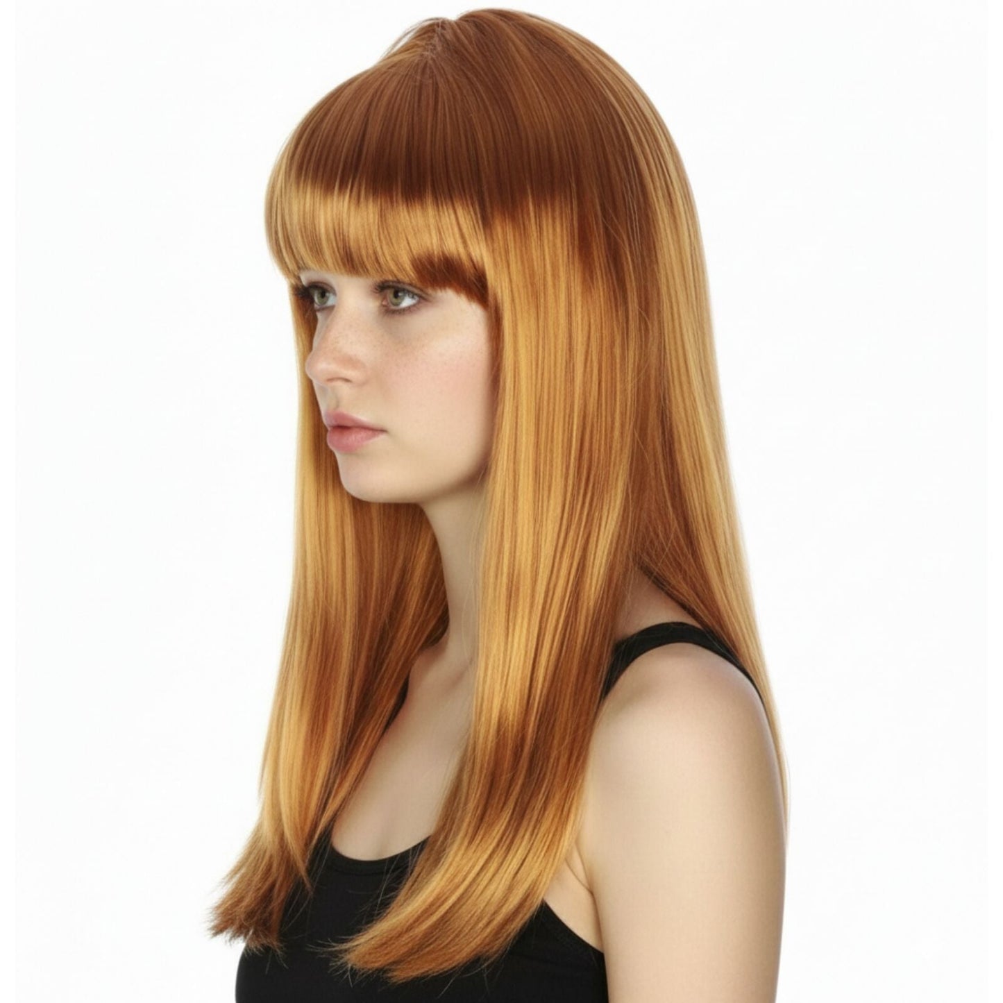 LONG WIG Straight Party Hair Costume Fringe Cosplay Fancy Dress 70cm Womens - Golden Brown (22463)