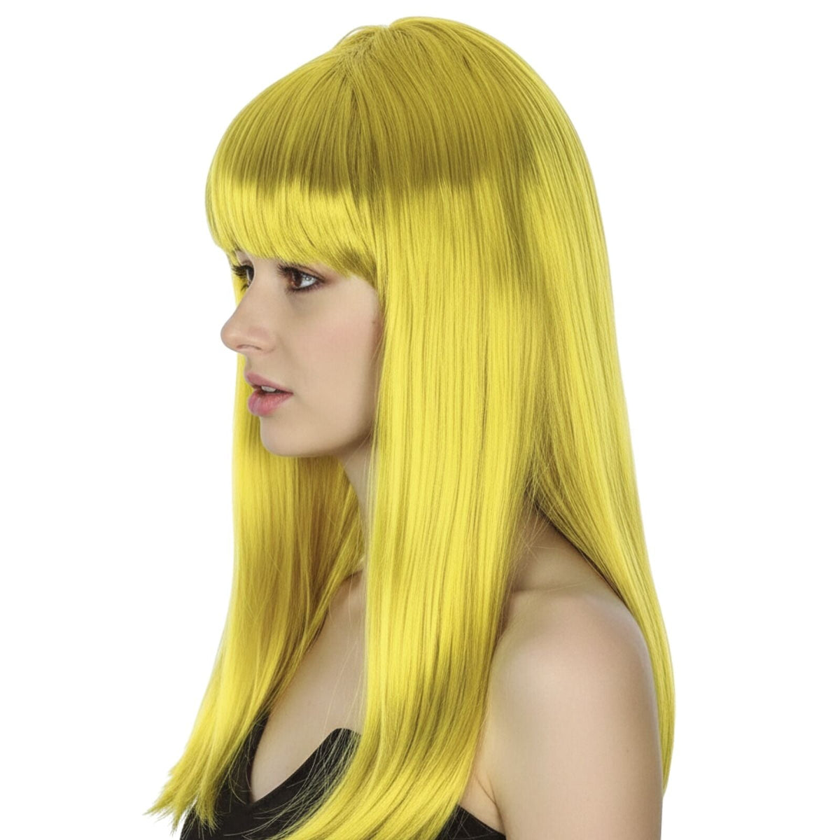 LONG WIG Straight Party Hair Costume Fringe Cosplay Fancy Dress 70cm Womens - Yellow (22461)