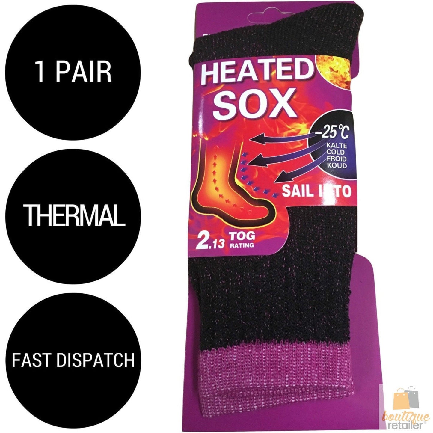 1 Pair Womens THERMAL HEATED SOCKS Warm Winter Comfort Work Sox Ski Ladies-1
