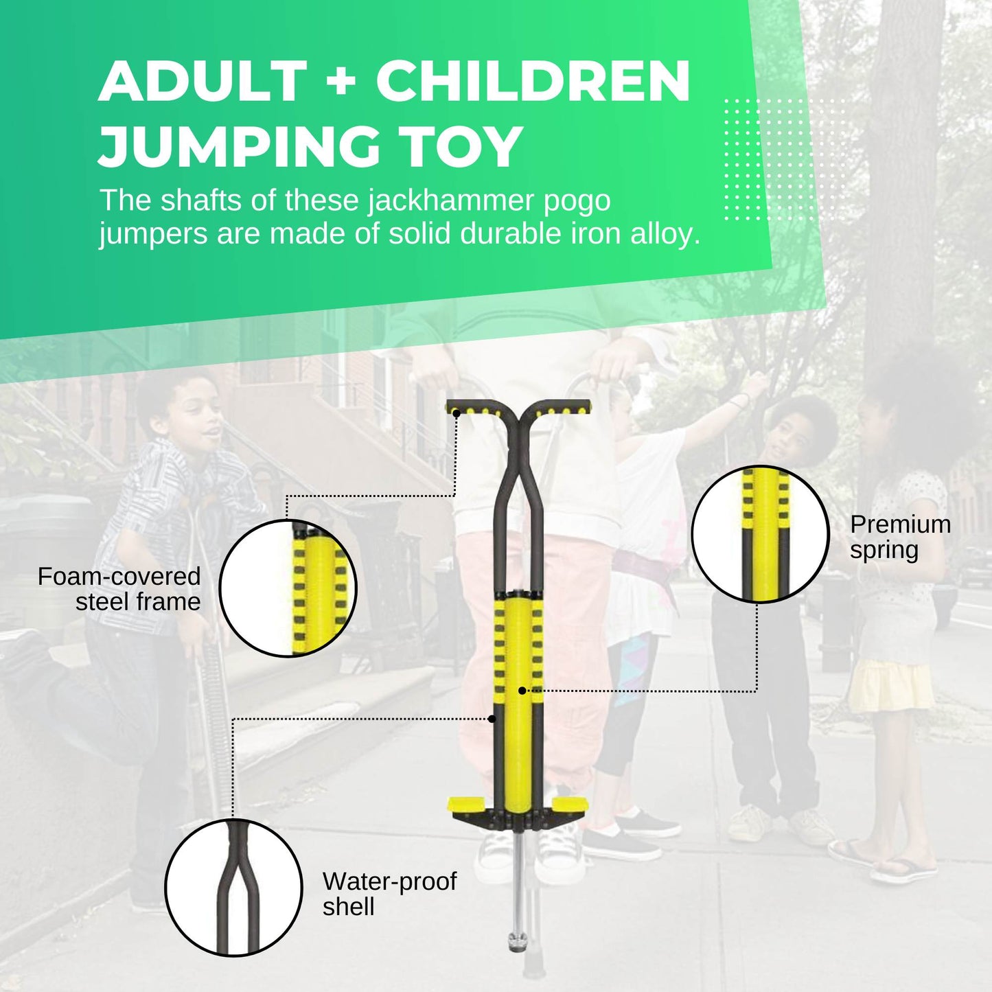 Black and Yellow Pogo Stick - Children's Large Jumping Jackhammer Toy-4