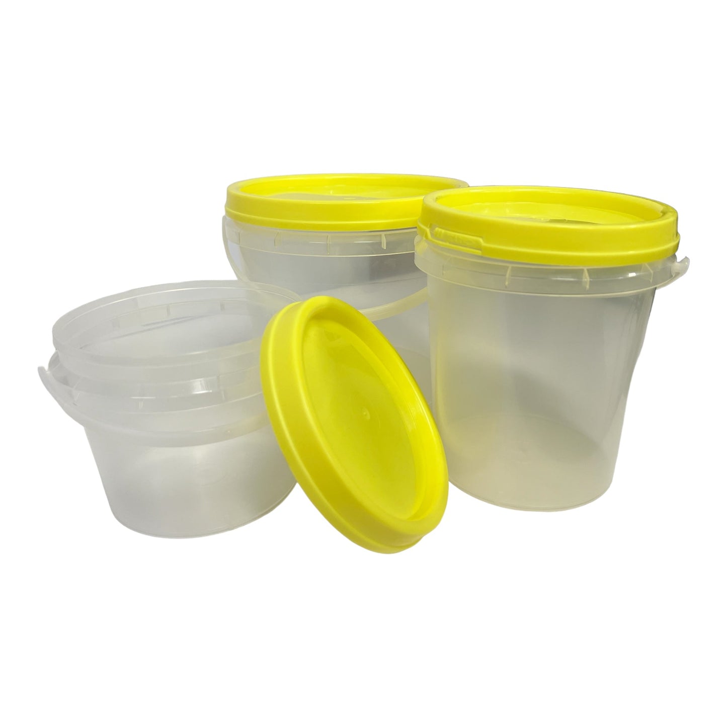 Bulk 100 x Honey Bucket with Lid - 0.8L 1.2L 2.2L Clear Tamper Proof Plastic Tub-4