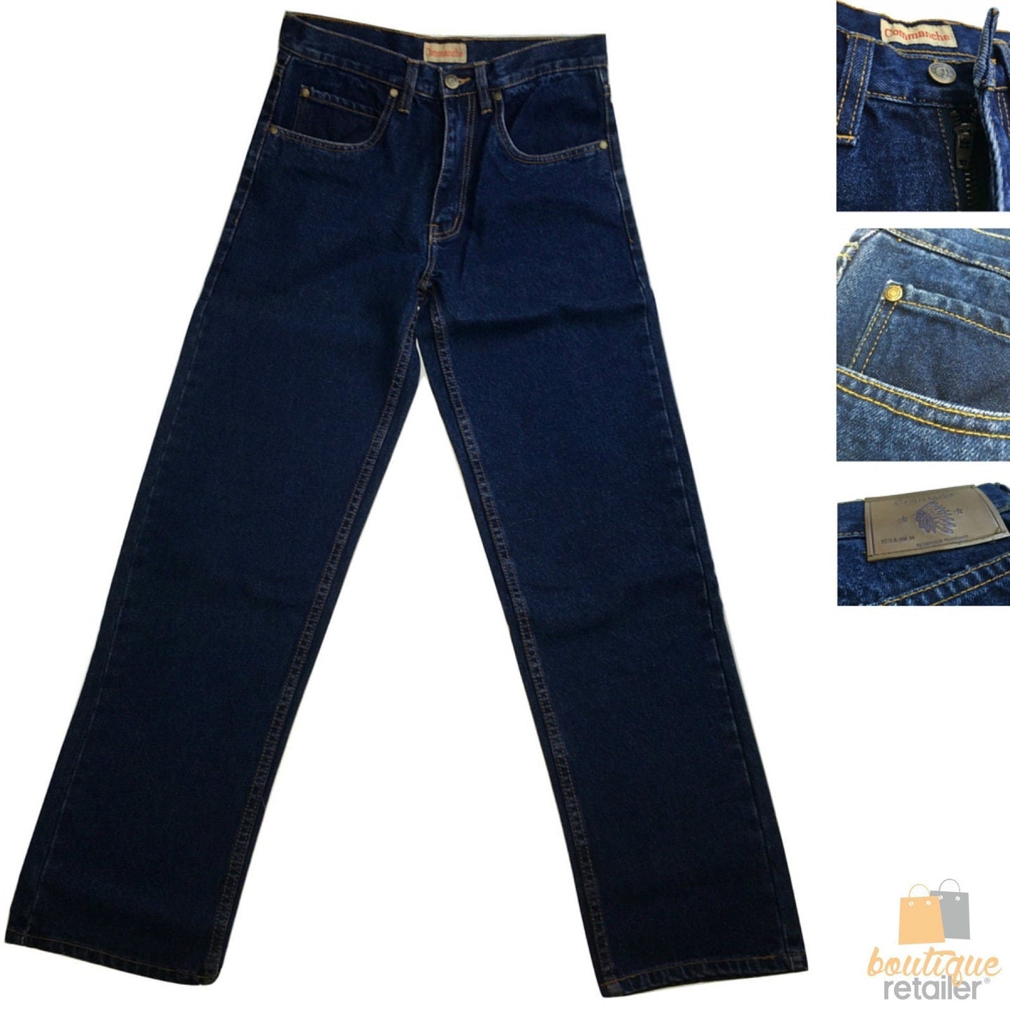 COMMANCHE Classic Basic Jeans Denim Original Straight Leg Pants Trousers-1