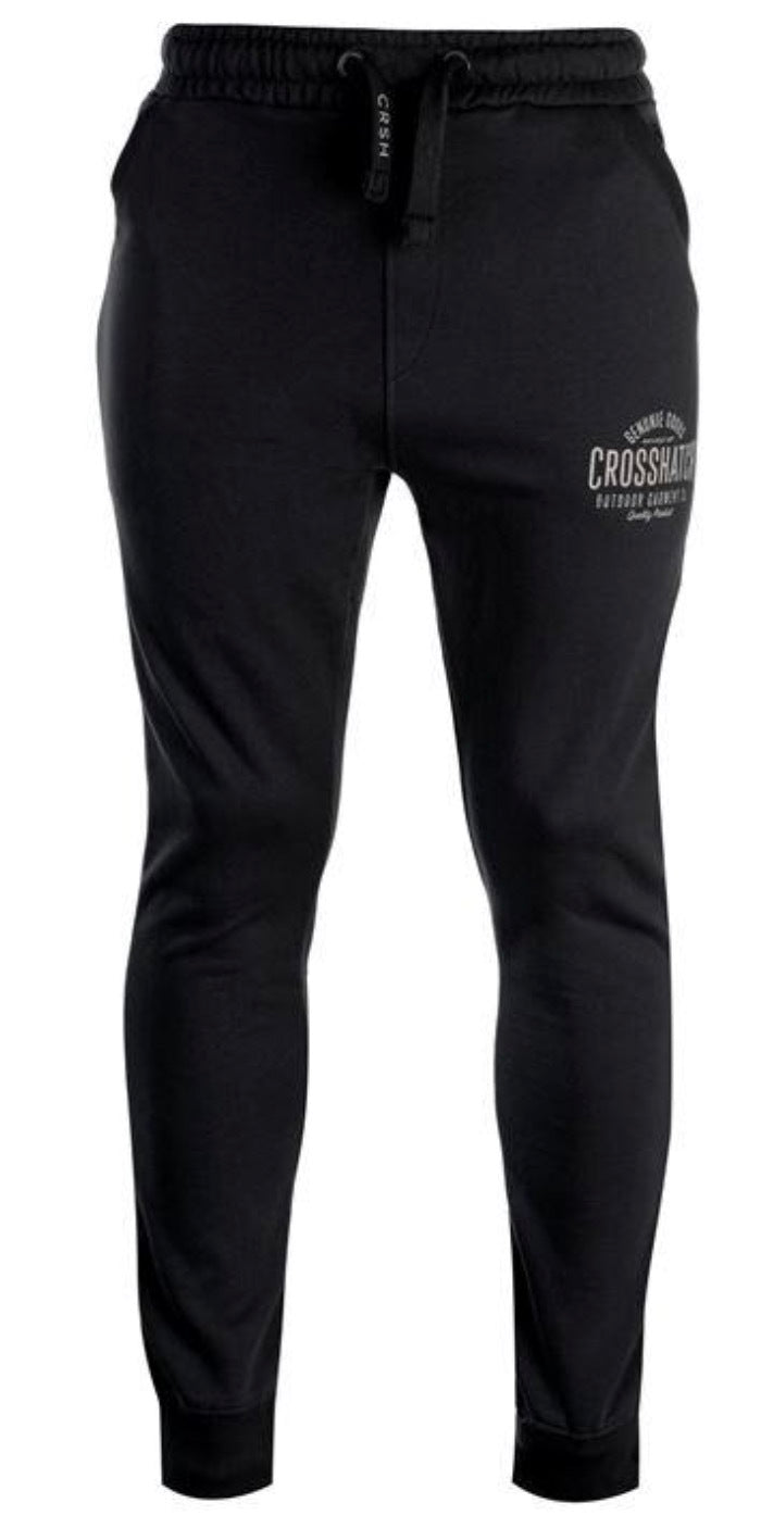 CROSSHATCH Seton Skinny Track Pants Slim Trousers Cotton Gym Trackies Joggers - Black