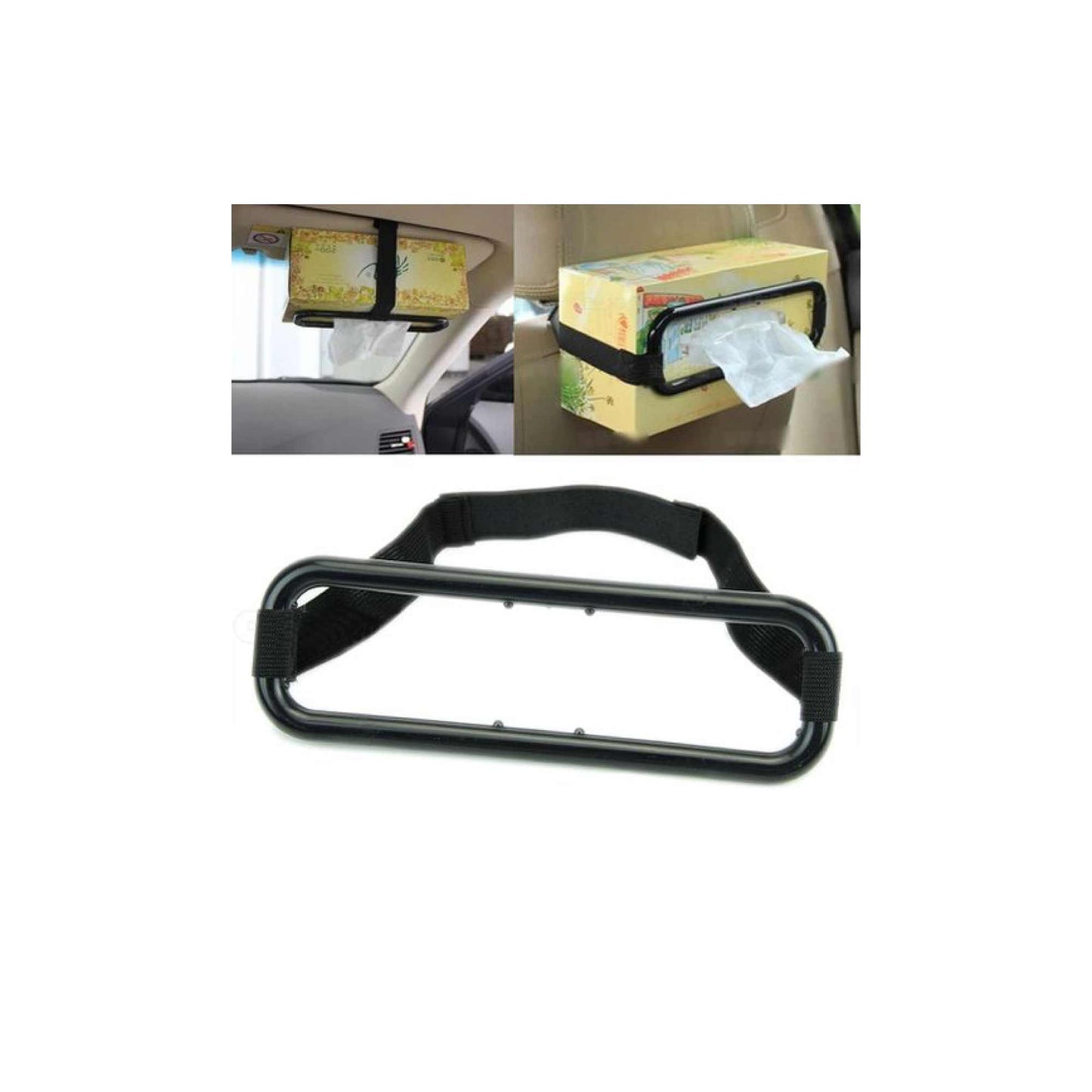 Car Tissue Box Holder - Plastic and Elastic Napkin Hanging Organiser Device-3