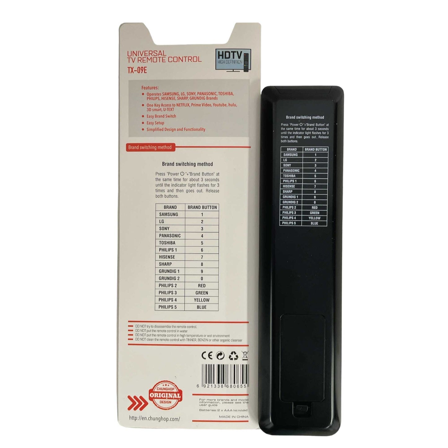 Chunghop Universal TV Remote TX-09E -3D For Smart TVs HDTV LED LCD-1