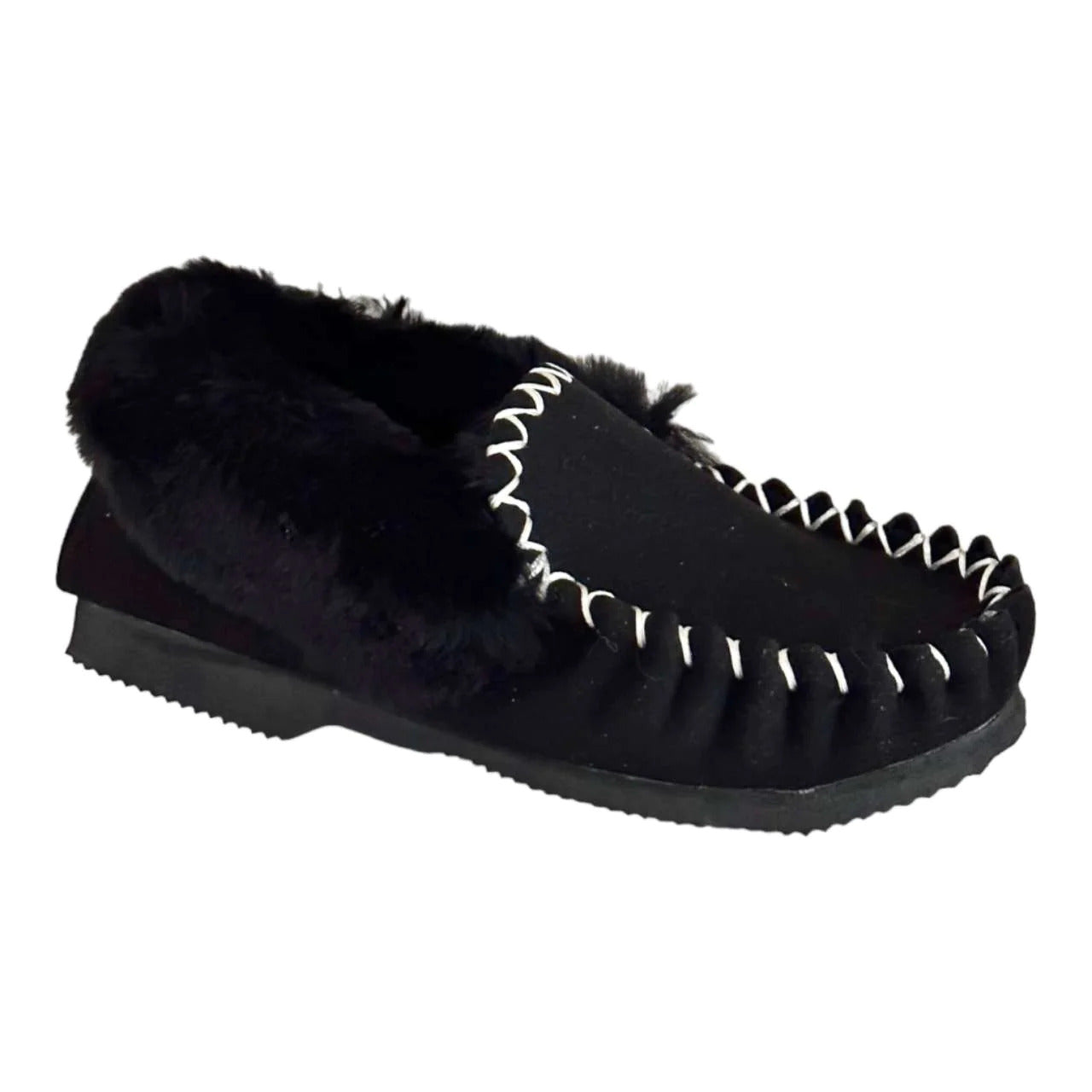 100% Australian Merino Sheepskin Moccasins Slippers Winter Casual Genuine Slip On UGG - Black-10