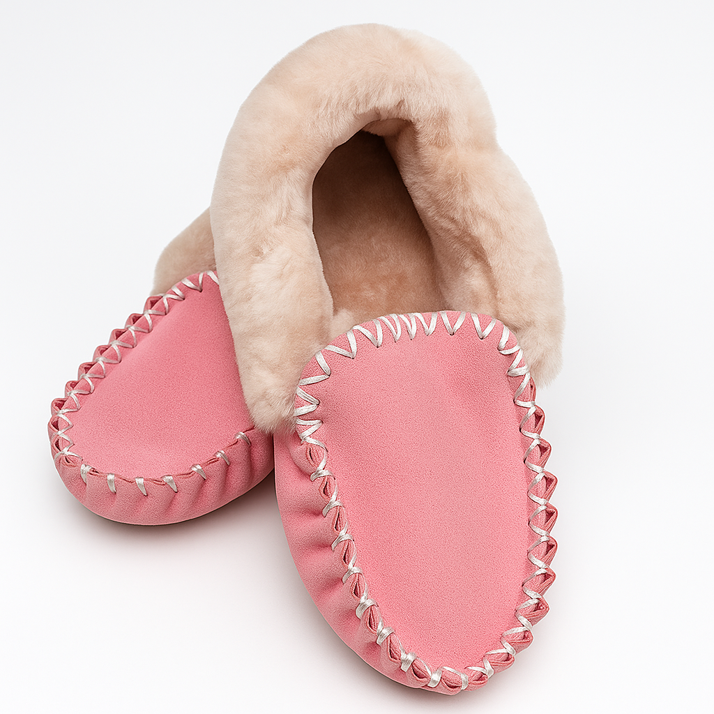 100% Australian Merino Sheepskin Moccasins Slippers Winter Casual Genuine Slip On UGG - Hot Pink-1