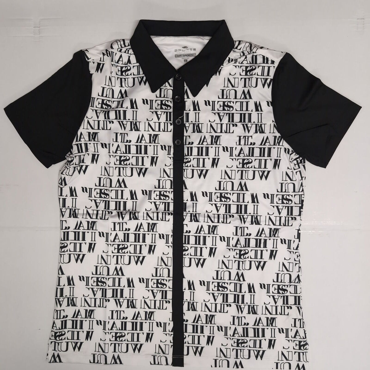 Sporte Leisure Verse 4-Button Sublimated Short Sleeve Golf Polo Shirt in White