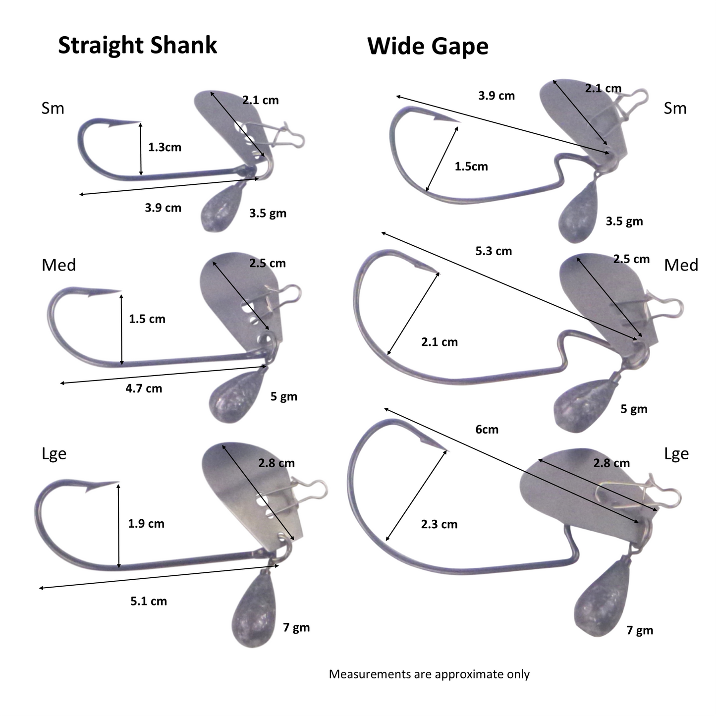 Dekoi Blade Jig Head, Straight Shank, Size Medium, 3 pack-2