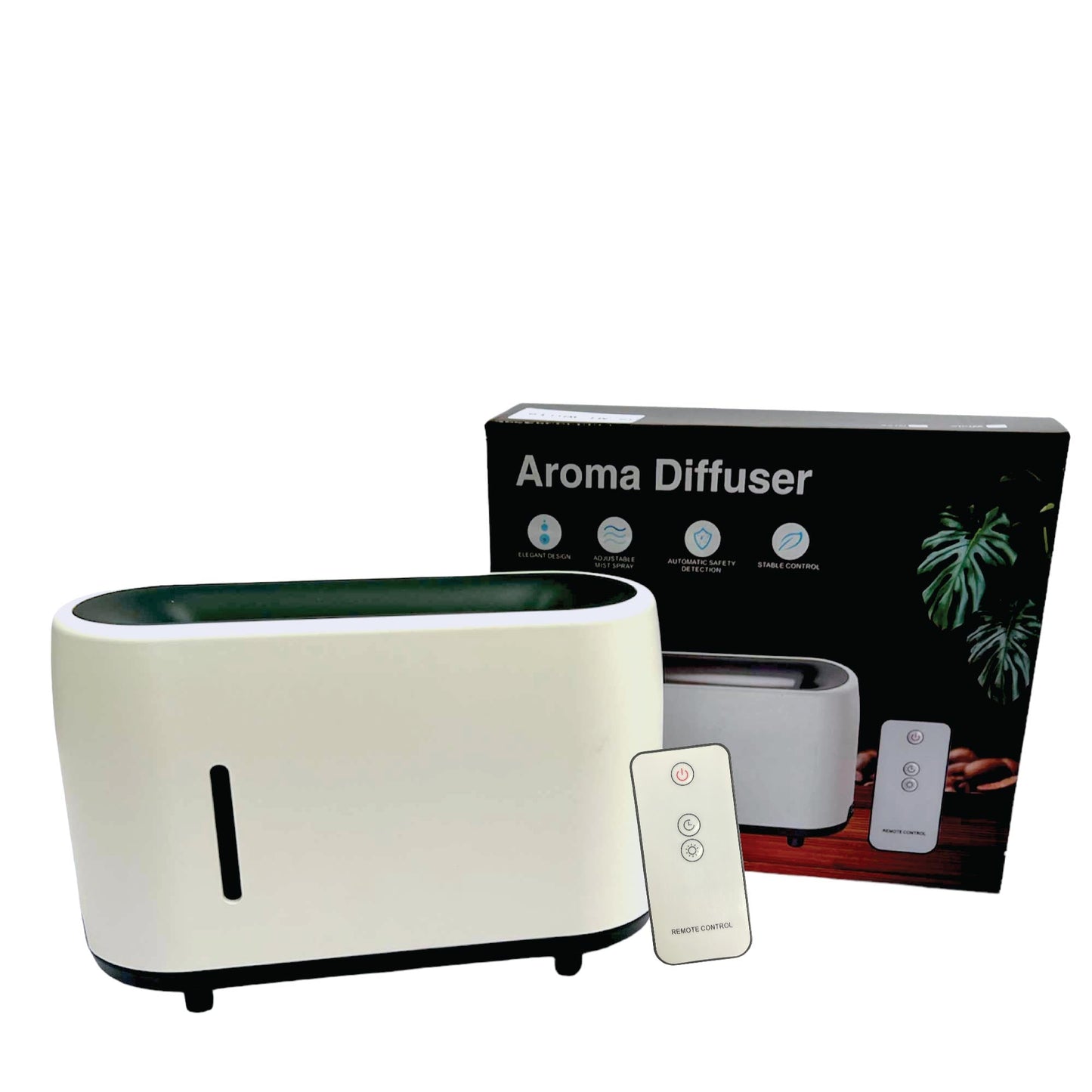 Essential Oil Aroma Diffuser and Remote - White 240ml Flame Fire Style Air Humidifier-1